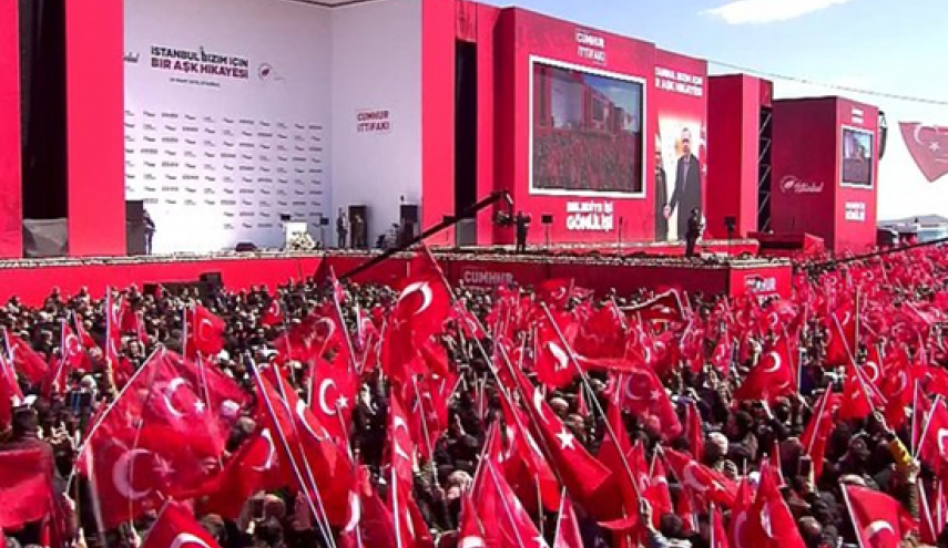 شاهد.. تجمع جماهيري بإسطنبول بحضور أردوغان قبيل الانتخابات
