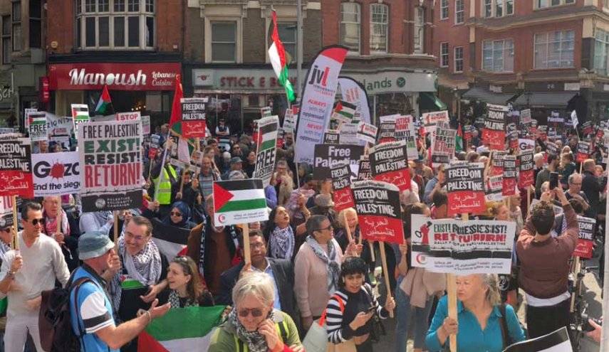 معترضان به جنایت های رژیم صهیونیستی در لندن تظاهرات کردند
