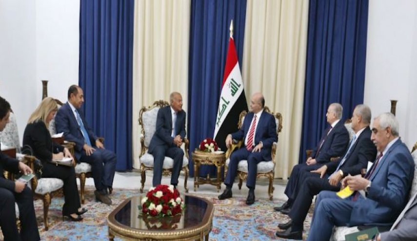 برهم صالح يستقبل رئيس الجامعة العربية في بغداد