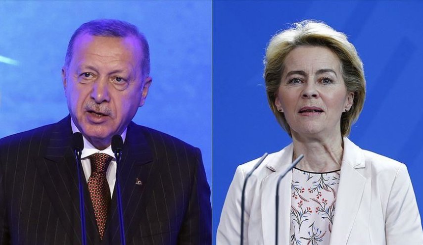 أردوغان يبحث مع فون دير لين انضمام تركيا للاتحاد الأوروبي