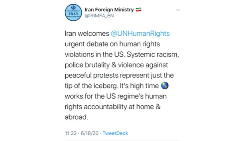 وزارت خارجه ایران: وقت آن رسیده که جهان بر پاسخگو کردن آمریکا در حوزه حقوق بشر تمرکز کند
