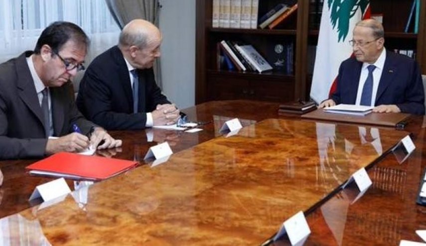 دیدار وزیر خارجه فرانسه و رئیس‌جمهور لبنان