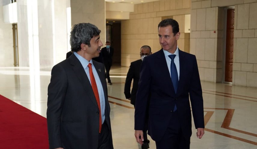 جزئیات دیدار وزیر خارجه امارات با بشار اسد + عکس