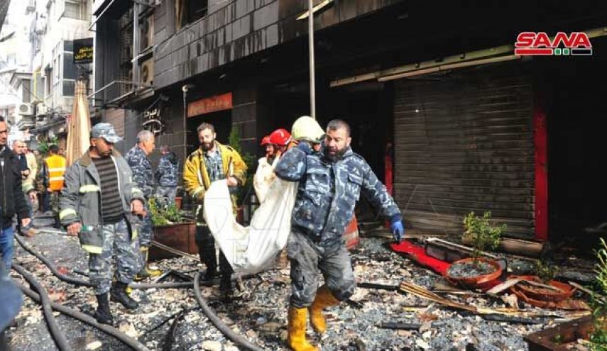 ۷ نفر در آتش سوزی مرکز خرید دمشق جان باختند