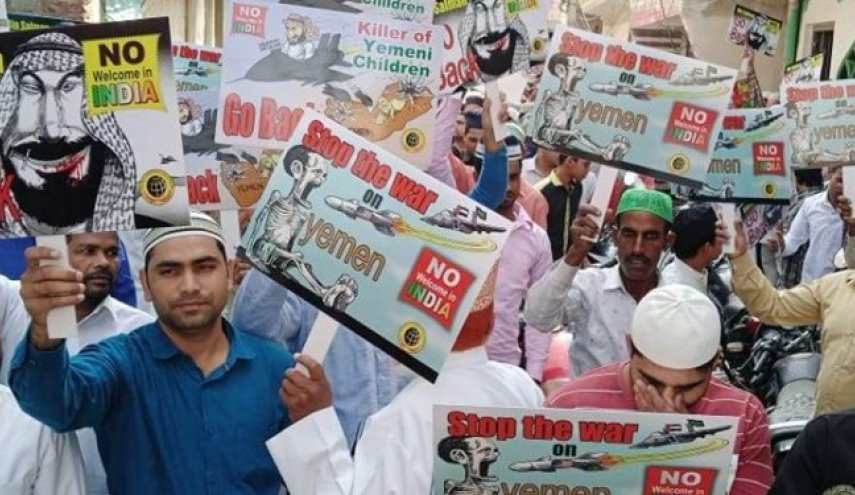 تظاهرات گسترده در هند علیه سفر بن‌سلمان
