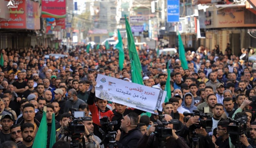 مشارکت رهبران مقاومت حماس و جهاد اسلامی در راه پیمایی روز قدس در غزه/ تاکید بر دفاع از مسجد الاقصی 