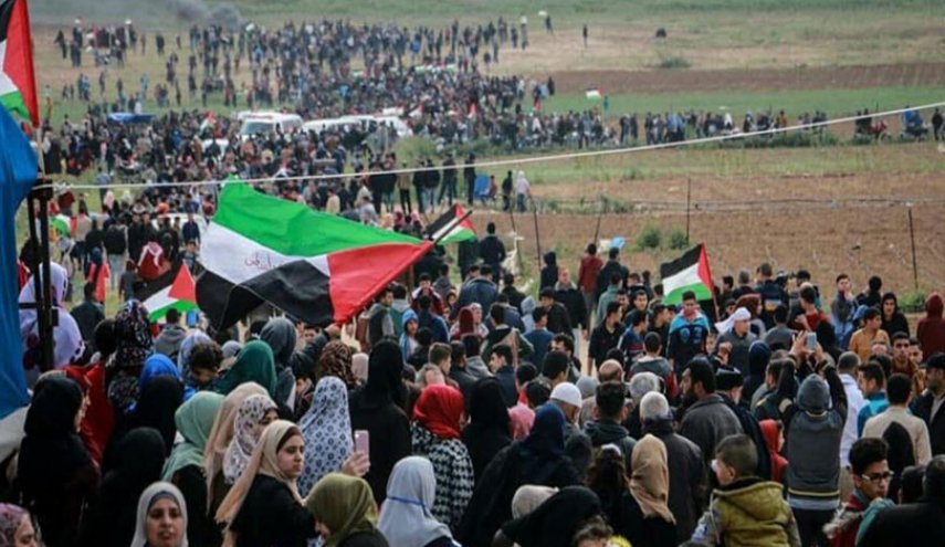 مسيرة أعلام فلسطينية شرق غزة رفضا لمسيرة الأعلام الاستيطانية بالقدس