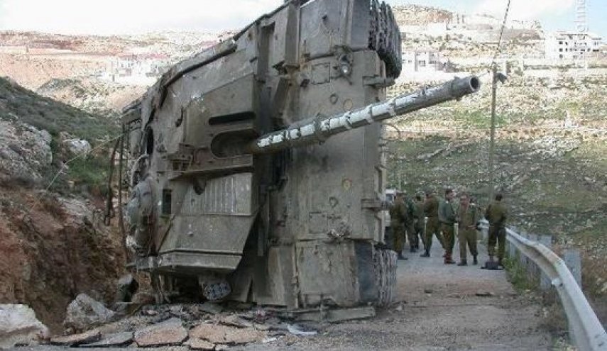 تصاویری از هدف قراردادن تانک مرکاوا رژیم اسرائیل توسط رزمندگان قسام