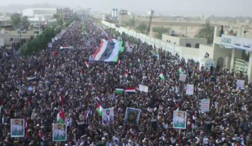 9 مسيرات كبرى بمحافظة صعدة نصرة للشعب الفلسطيني