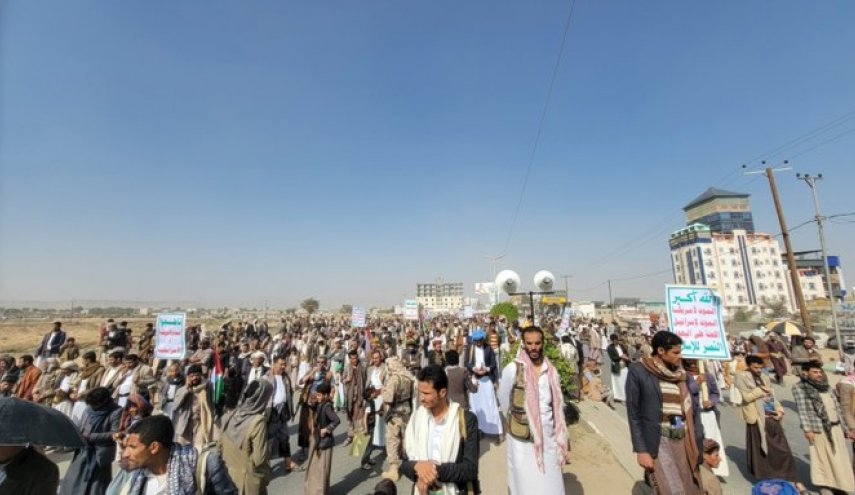 تظاهرات حاشدة في صعدة ومأرب في اليمن دعما لغزة