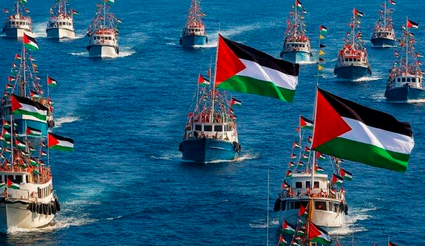 ناوگان جهانی صمود ،حامل ۴۵ کشتی کمک های انسانی سه روز دیگر به غزه می رسد