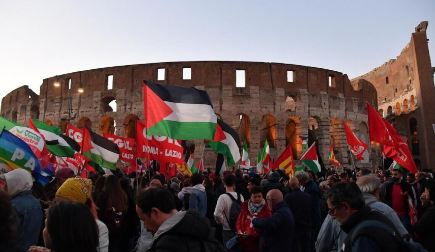 ایتالیایی‌ها در حمایت از فلسطین اعتراض و اعتصاب کردند