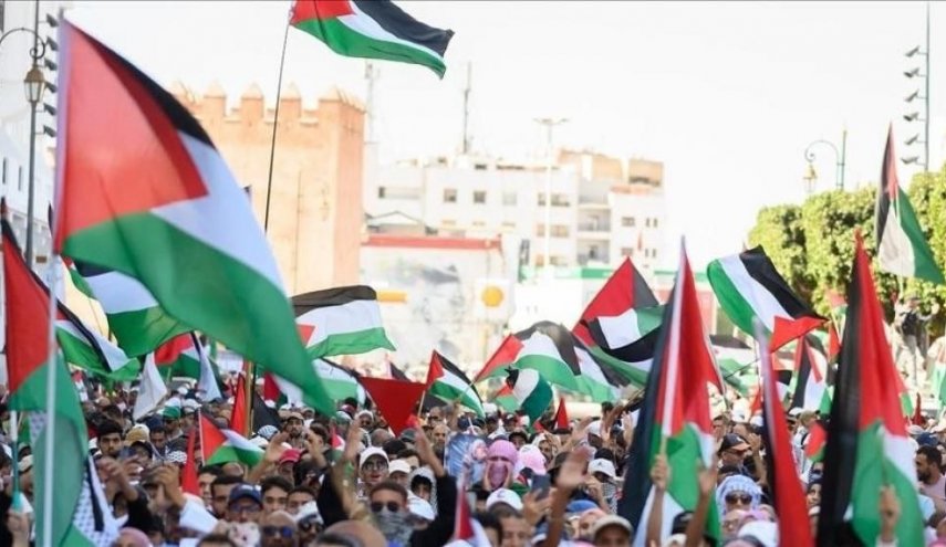 تظاهرات مردم مراکش در رباط در حمایت از فلسطین و محکومیت محاصره غزه
