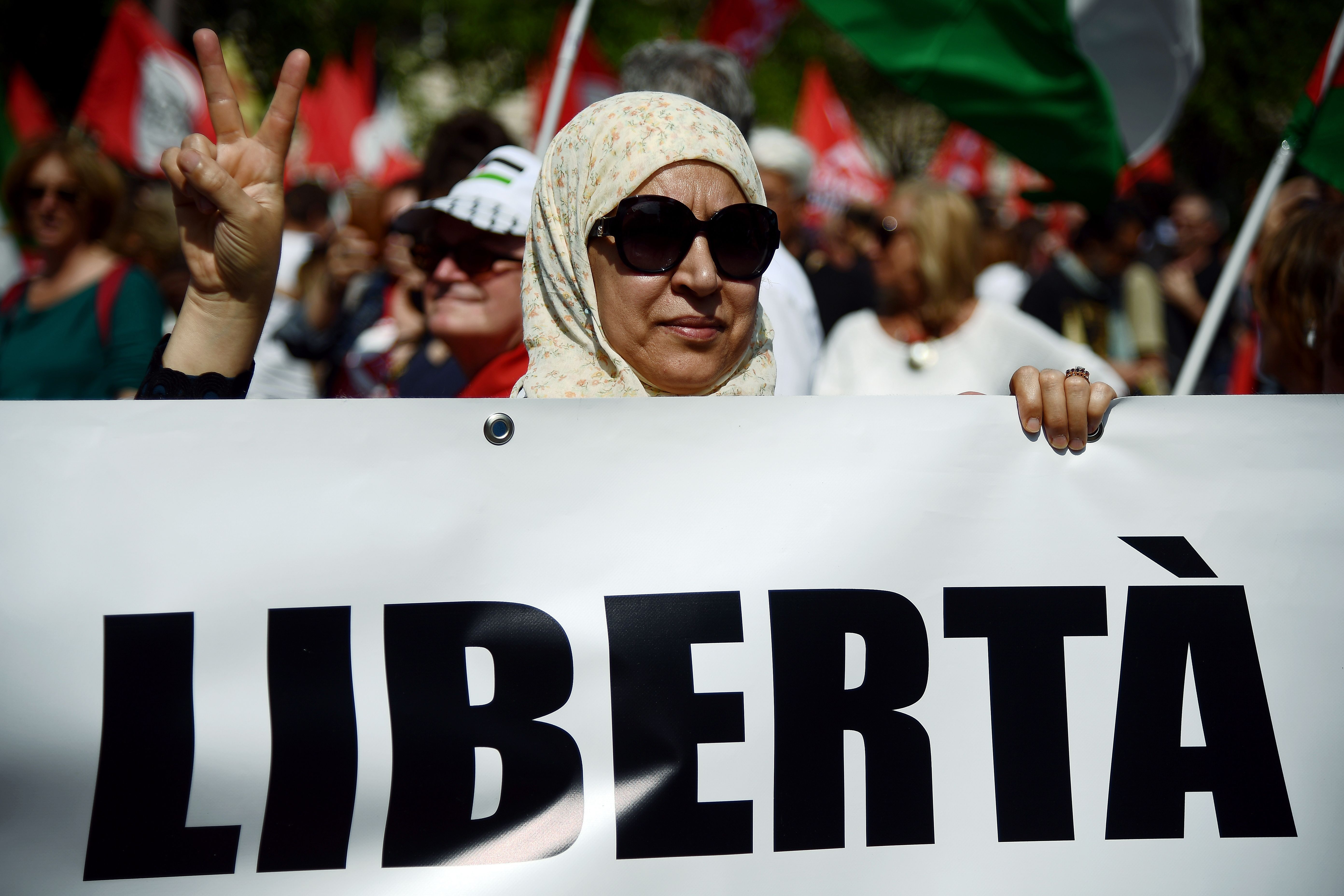 مسيرة تحت شعار الحرية لفلسطين فى روما