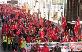 الآلاف يتظاهرون ضد إجراءات التقشف فى بلجيكا