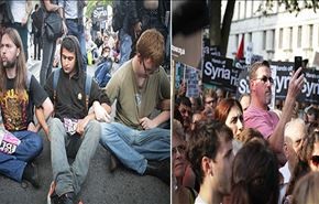 تظاهرات لندن در اعتراض به حمله نظامی به سوریه
