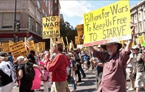 تظاهرات بی سابقه مردم آمریکا در حمایت از سوریه