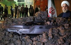 الرئيس روحاني يتفقد المناطق المنکوبة بالزلزال جنوبي ايران