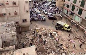 ریزش ناگهانی ساختمانی 3 طبقه درعربستان سعودی