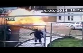 لحظه انفجار یک تروریست مقابل دانشگاه امام کاظم (ع) + فیلم