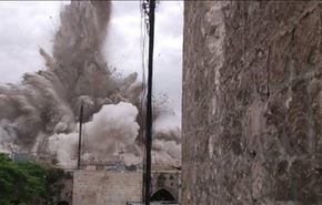 لحظه انفجار هتل کارلتون در حلب + فیلم