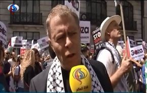 فيديو؛ تقرير خاص لتظاهرة ضد البي بي سي، ودعما لغزة