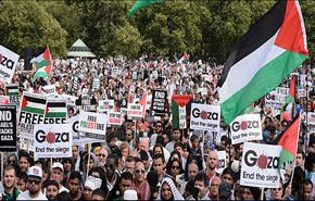 تظاهرة كبرى بلندن للتنديد بموقف بريطانيا الداعم للكيان الاسرائيلي