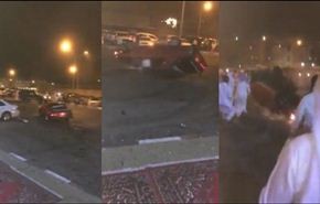 بالفيديو..يستعرض تفحيطه أمام صالة عُرس، فانقلبت سيارته