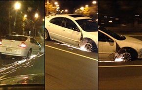 بالفيديو.. امرأة تستمر بقيادة سيارتها رغم فقدانها للإطار