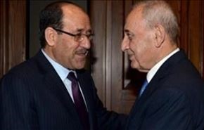 دیدار نوری مالکی با رئیس مجلس لبنان در بیروت