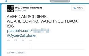 داعش تویتر ‌فرماندهی مرکزی ‌ارتش ‌آمریکا را هک کرد