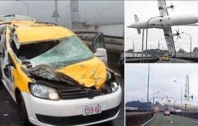 شاهد: نجاة سائق التاكسي الذي ارتطمت به الطائرة التايوانية