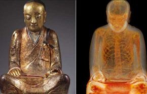 صورة أشعة لتمثال بوذا يكشف عن مومياء محنطة داخله