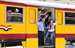 اولین سفر قطار تفریحی دمشق پس از 5 سال + فیلم
