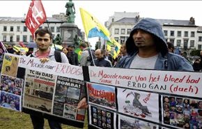 اكراد يتظاهرون في بروكسل تنديدا بالغارات التركية