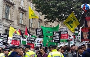 ویدیو و عکس؛ پرچم حزب‌الله علیه نتانیاهو در لندن