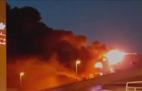 بالفيديو.. اندلاع حريق هائل في مترو دبي