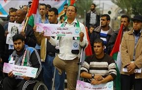 راهپیمایی مجروحان جنگی فلسطین در خیابانهای غزه