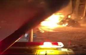 بالفيديو.. النيران تلتهم خزان بترول خام في 