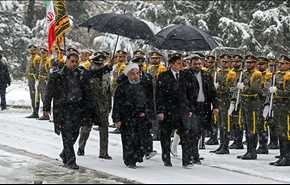 استقبال رسمی از رییس جمهور اسلوونی در روز برفی +عکس