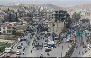 عناصر مسلح از "التل" درریف دمشق خارج می‌شوند