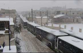 انتظار مردم فوعه و کفریا زیر برف برای رهایی از محاصره (تصاویر)