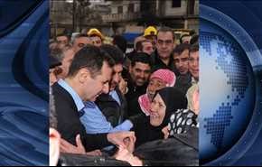 گپ بشار اسد با مردم در خیابان، بدون محافظ + ویدیو