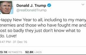 ترامپ سال نو را به دشمنانش تبریک گفت!