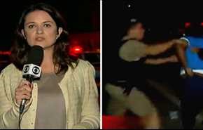 کتک خوردن خانم خبرنگار هنگام پخش زنده! +ویدیو