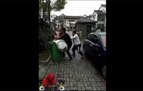 بالفيديو.. شاب يرمي عروسته في صندوق القمامة من شدة خوفه