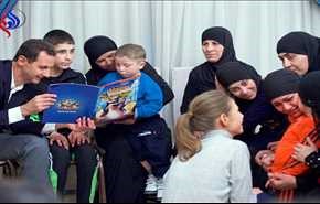 دیدار زنان و کودکان آزاد شده با بشار اسد و همسرش