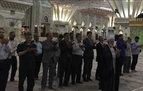 برگزاری نماز جماعت درحرم مطهر پس از پایان عملیات تروریستی