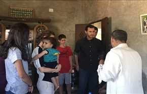 تصاویر؛ اسد و همسرش در عیادت از مجروحان روستاهای حماه