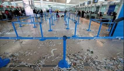 تراكم النفايات في مطار برشلونة بعد إضراب عمال النظافة عن العمل.